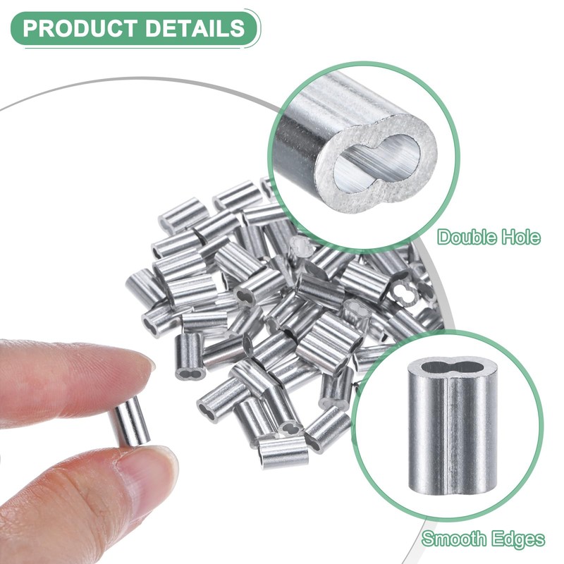M METERXITY 100-Pack Aluminum Crimping Loop Sleeves, 1.5mm 1/16" Double