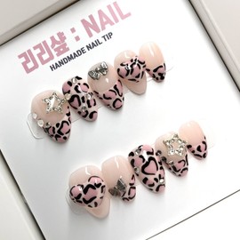 Funky Leopard Handmade Nail Tips - Coffin / 펑키 호피 수제네일팁 - 코핀