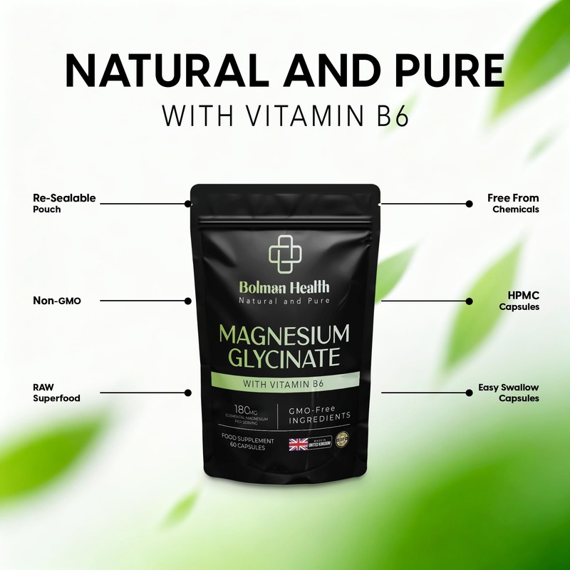 Magnesium Glycinate with Vitamin B6 | 180mg Elemental Magnesium Per