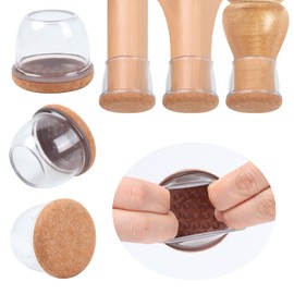 Ezprotekt Φ 2" Chair Leg Floor Protectors, 35-45mm Chair Leg Protectors, Round-transparent Non-woven fabric Furniture Cups Chair Leg Caps, Chair Leg Covers Smooth Moving Chair Feet Protector