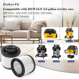 1 Pack DXVC4001 Vacuum Filters Replacement, Compatible with DEWALT 4-5 gallon wet dry shop vac DXV04T DXV05P DXV05S DXV08S and DXV06G