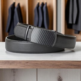 Winston Hide Men's Leather Ratchet Belt – Adjustable Belts for Men, Black Men's Belts, Trim-to-Fit No Holes, Classic Dress Men Belt with New Ratchet Function (Black, 2XLarge (44"-47"))