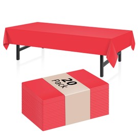 Xnluothsk 20 Pack Red Rectangle Plastic Tablecloth, 54"x 108" Disposable Plastic Table Cloth Party Table Cover, Plastic Table Cloth for Birthday Wedding Party