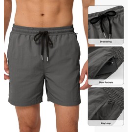 JMIERR Mens Swim Trunks with Mesh Lining Swimming Shorts Swimwear Swimsuits Stretch Beach, 3XL, Dark Grey