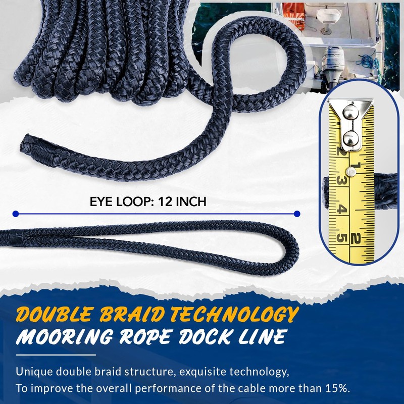Young Marine 3/8 Inch x 15FT Double Braided Nylon Dock