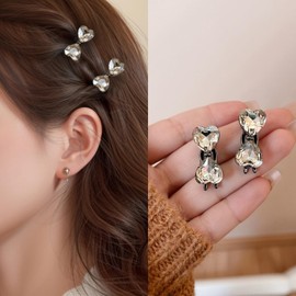 6 Pcs Rhinestone Hair Clips Metal Bow Clips for Hair Sparkling Barrettes for Women Girls Small Non-Slip Cute Duckbill Hair Clips for Styling