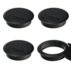 4 Cable Grommets Desk Cable Grommet Table Cable Grommet Desk Cable Feed-Through (Black 60 mm)