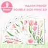 JarThenaAMCS Spring Tulip Window Clings Floral Butterfly Window Stickers Pink