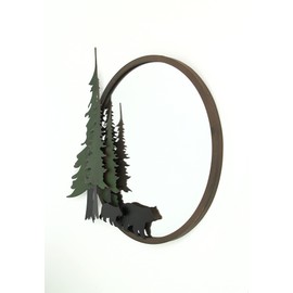 Mayrich Black Bear Forest Wall Mirror Decorative Metal Bathroom Bedroom Lodge Accent, Multicolored, One Size