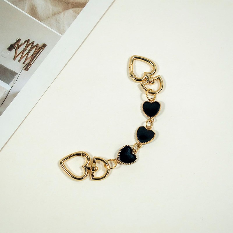 2Pcs Heart Shape Purse Chain Strap Short Bag Chain Strap