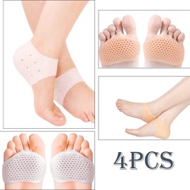 CandyAlley 8PCS Gel Fersenschutz Silikon Pads und Vorfußpolster, Silikon Fersenpolster,Fußpads,Ferse Socken Geeignet für Plantarfasziitis,Fuss Schmerzlinderung,Vermindern Druck auf die Achillessehne