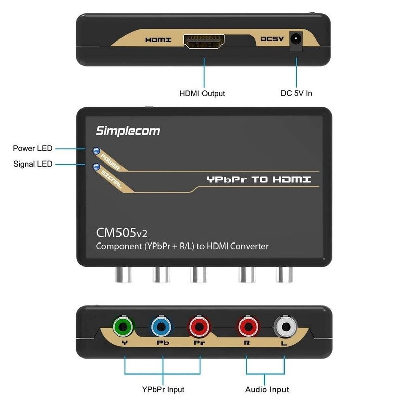 Simplecom CM505v2 Component (YPbPr + Stereo R/L) to HDMI Converter