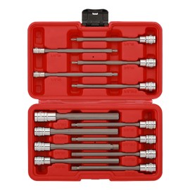 EMENTOL 13PCS 1/4", 3/8" and 1/2" Drive Long Hex Bit Socket Set, CR-V, S2 Steel, Metric, Length 5.9-Inch, Extra Long Allen Hex Bit Socket Set, 3mm - 12mm