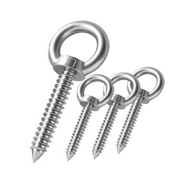 4 Inch Heavy Duty Screw Eyes Hooks ，4Pcs Self Tapping Eyelet Screw Eye Bolt，Load Capacity 500 Lbs，Wooden Large Screw Eye Hook ，for Hanging, Tie-Downs, Heavy-Duty Applications.(M8)