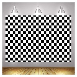 Black and White Racing Checker Texture Grid Birthday Chess Board Photo Backdrop Kids Birthday Party Background Newborn Baby Shower Props 5x3ft