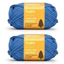 Beginner Yarn for Crocheting 2x1.76oz Yarn for Crocheting and Knitting with Easy-to-See Stitches, Chunky Yarn Cotton-Nylon Blend Yarn for Beginners Crochet Kit-Drak Blue