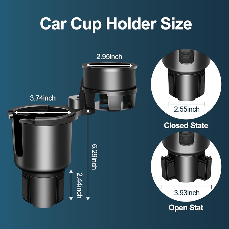 Car Cup Holder Expander Adapter with 360 Degree Rotation, Adjustable