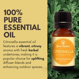 Citronella Essential Oil for Diffuser Aromatherapy – Best of Nature 100% Pure Undiluted Oils for DIY, Home Fragrance, and Topical Use