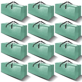 VELVETSURE 12 Pack Heavy Duty Large Moving Bags W/Backpack Straps - Strong Handles & Zippers, Storage Totes For Space Saving, Fold Flat, Alternative to Moving Box and Storage Bin, Teal