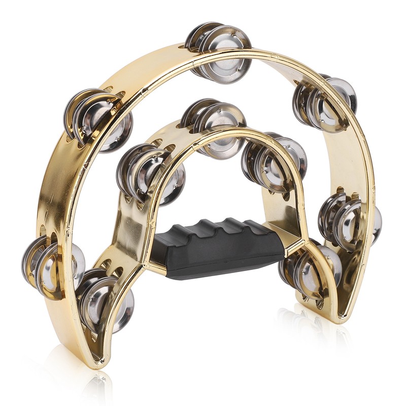 Double Row Hand Tambourine Metal Tambourine with Plating Bells Percussion