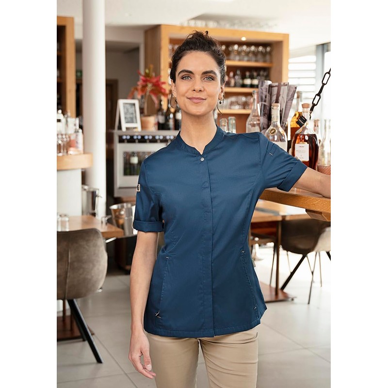 Karlowsky Women's Chef's Jacket Green Generation Short Sleeve Press Studs