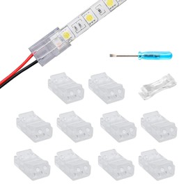 YUTOKEER 2 Pin 10mm SMD LED Connector Kit - Pack of 10 Solderless Connector for 10mm SMD LED Strip, Includes Screwdriver and Opening Tool