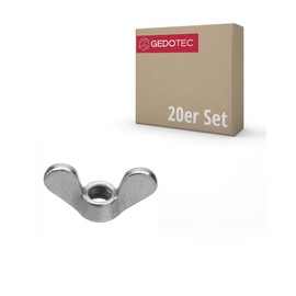 Gedotec Wing Nut DIN 315 | M6 | Pack of 20 | Galvanised Steel, Rustproof | Butterfly Nut, Threaded Nut, Wing Screws | DIY Tools, Hand Screw, Home Maintenance, Corrosion Resistant