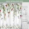 Visioun Sage Green Eucalyptus Leaves Red Burgundy Floral Shower Curtain