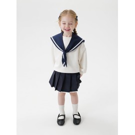marc & janie Baby Girls Preppy Style Detachable Sailor Collar Sweatshirt Long Sleeve Loose Tops 250219