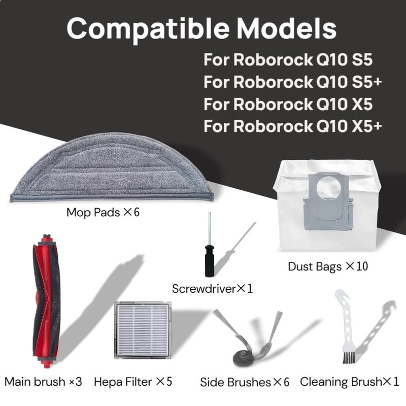 LEHANGOK Replacement Accessory Kit Compatible with Roborock Q10 S5, Q10