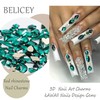 BELICEY Nail Art Rhinestones Green Flatback Round Rhinestones Charms Nail