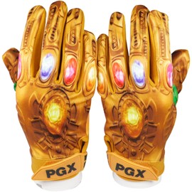 PGX Power Stones Football Receiver Gloves - Comfortable, Lightweight, Super Grip Finger Fit for Adult & Youth - Flexible (Golden, Small)