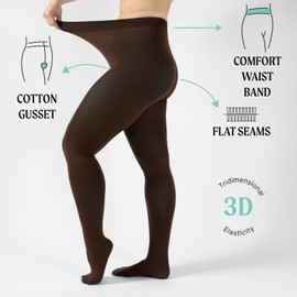 CALZITALY opaque colour tights, thick tights, microfiber 3D pantyhose, 80 den | S, M, L, XL, XXL, 3XL, 4XL | Italian hosiery (XL, Brown)