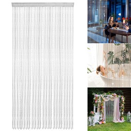 HANTURE White Beaded String Curtains for Doorways 36 x 77 Inch Crystal Tassel Beaded Curtain for Door Hanging String Beads Curtains Fringe Screen Panel for Wedding Office Home Decor
