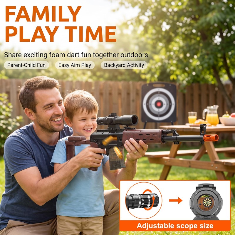 Toy Sniper Rifle Gun with Shell Ejecting Mechanism, Soft Bullet