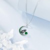 HKPATOP Black Cat Necklace Sterling Silver May Birthstone Necklace Cat