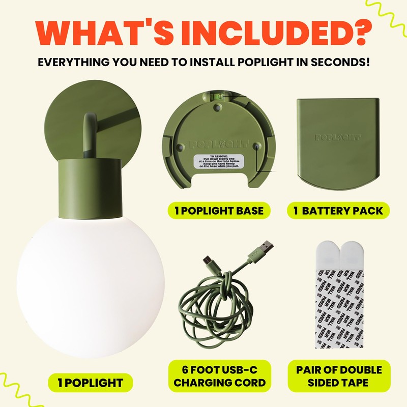 Poplight Wireless Wall Sconce (Shark Tank) Rechargeable & Dimmable LED