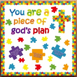 Christian Bulletin Board Piece of Gods Plan Sunday School Decorations Kid’s Religious Bible Verse Classroom Cutouts for Door Wall
