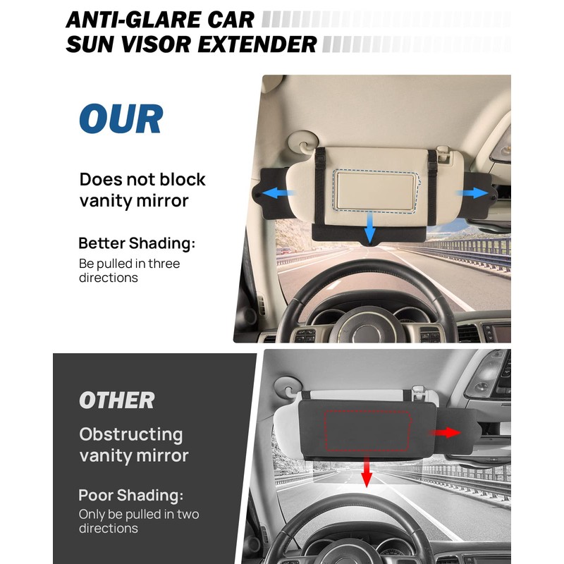 JoyTutus Car Sun Visor Sunshade Extender, Adjustable Sun Visor Protects