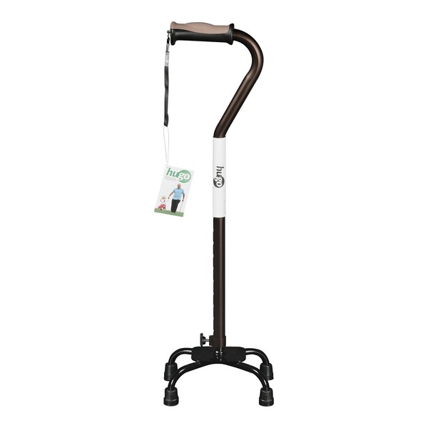 Hugo Mobility 731-852 Adjustable Quad Walking Cane with Small Base, Cocoa