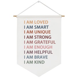 I Am Kind, I Am Brave,Canvas Wall Hanging Banner,Boho Classroom Decor,Classroom Must Haves,Playroom Wall Decor,Nursery Decor,Boys Girls Toddlers Kids Room Decor Gift