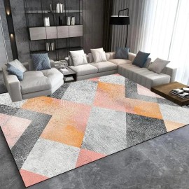 Modern Light Luxury Large Carpet for Living Room Home Decoration Sofa Area Rugs Non-slip Bedroom Rug Washable Door Matsize: 160*200cm, color: Orange Black White