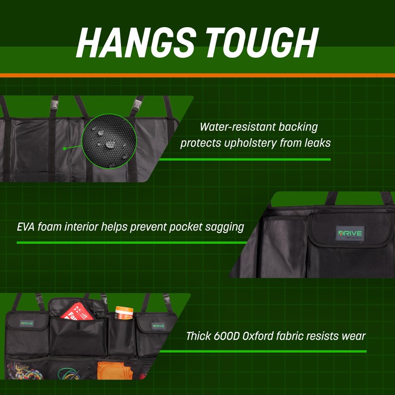 DRIVE - Back Seat Trunk Organizer, Space Saving Hanging Car