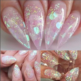 Aurora Colorful Nail Art Sequins 3D Heart Stars Flower Round Glitter Sequins Manicure Decoration Thin Flakes Nail Design Nail Art Flakes Powder Kit Nails Decorations DIY Sparkly Acrylic Nails Crafts