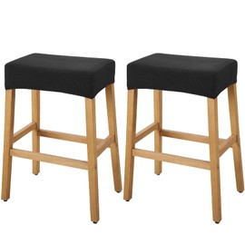 YISUN Stool Covers Rectangle - 2 Pack Stretch Waterproof Saddle Seat Cover Counter Bar Stools Bar Chairs Covers Kitchen Island Chairs Cushion Protector (2, Black)