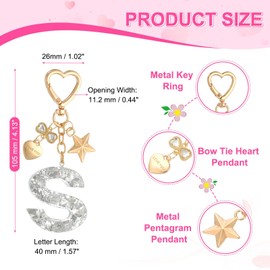 PATIKIL Cute Initial Letter Keychain, Letter S Keychains Women Bling Love Butterfly Star Key Chain for Bag Backpack Purse Car Keys Cup Accessories, Silver