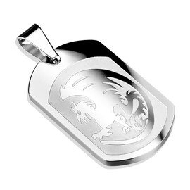 Women's and Men's Stainless Steel Necklace Pendant Pendant Charms Jewellery Bungsa® Dragon Pendant in Silver Dragon Dog Werewolf)