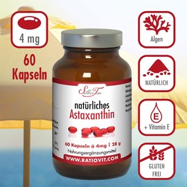 SILBERTAU Astaxanthin – 1x 60 Softgel-Kapseln à 4 mg – natürlich aus Haematococcus pluvialis – mit Vitamin E – reines Antioxidans – pflanzlich, hoch bioverfügbar & ohne Zusatzstoffe