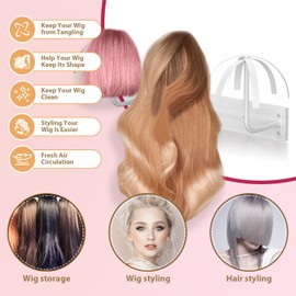 Yingsi-Fty 6 Pcs Hanging Wig Stand for Multiple Wigs, Durable Wall Mounted Wig Hanger Holder,Wig Holder for Multiple Wigs,Hanging Wig Holder for Wig Display, Storage, Styling, Drying,Practice,Design (White)