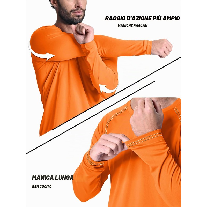 KEFITEVD Maglietta Protezione UV UPF 50+ Uomo Maniche Lunghe Estiva